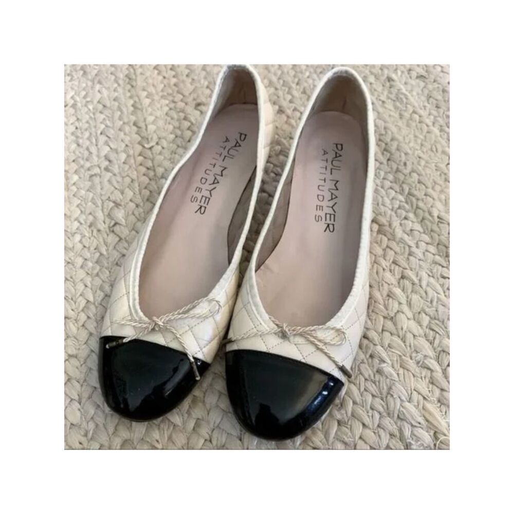 PAUL MAYER Womens Ivory Titou Cap Toe Block Heel Slip On Leather Pumps Shoes 7 B